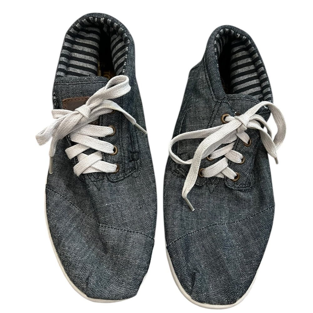 Toms Men's Charcoal Canvas Lace-Up Sneakers with White Laces